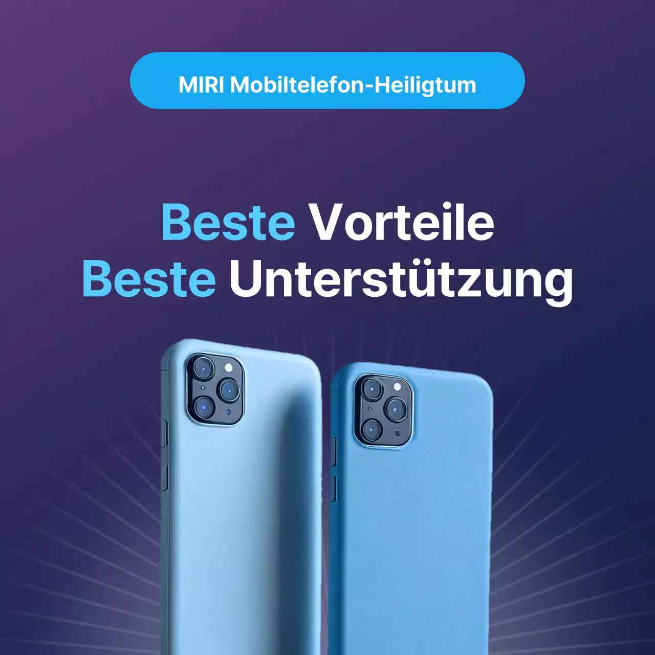 Einfache Handy-Schrein-Anzeige in Hellblau und Lila