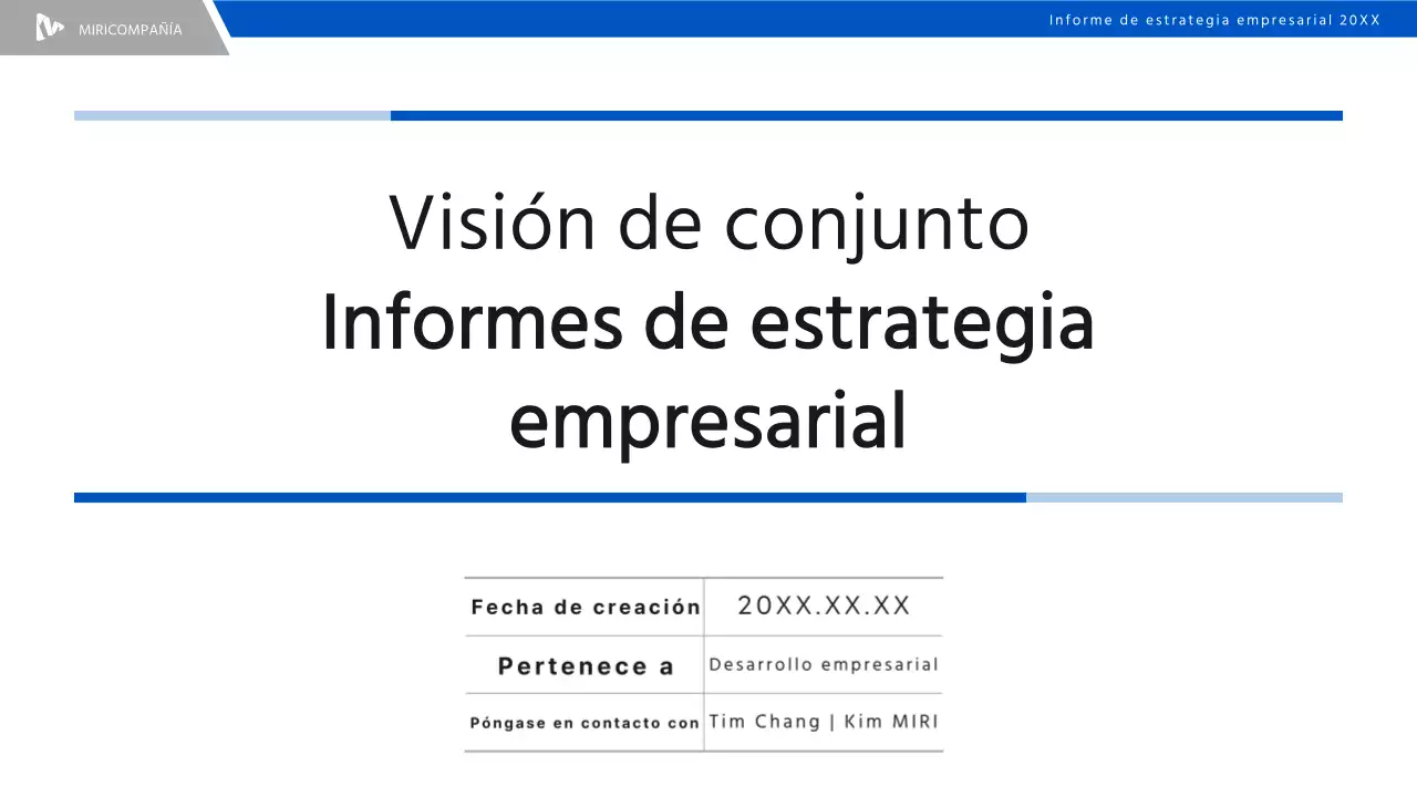 Un sencillo informe de estrategia empresarial en azul y negro
