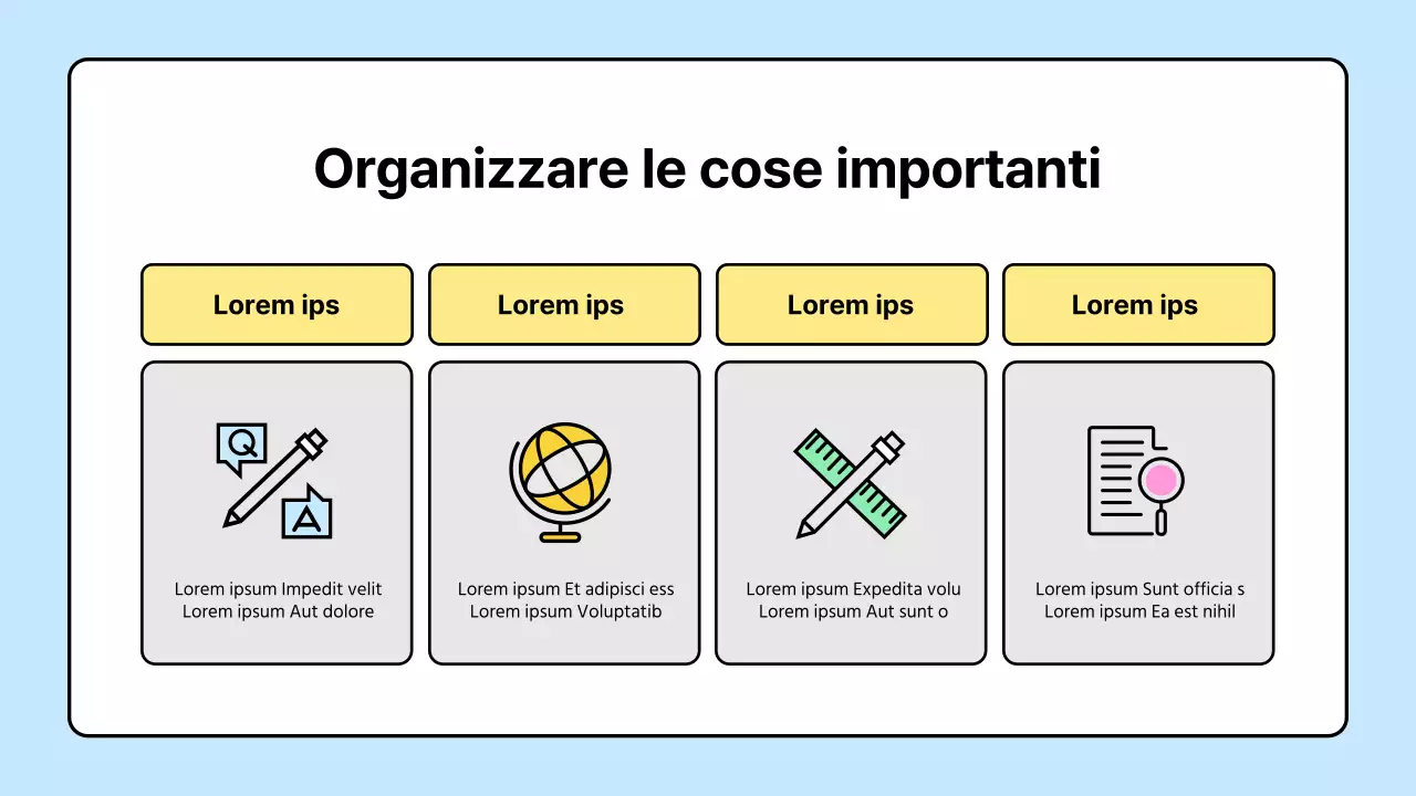 Simpatiche risorse scolastiche gialle e blu