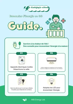 Un guide pour économiser l'énergie pendant un été vert et jaune-vert.