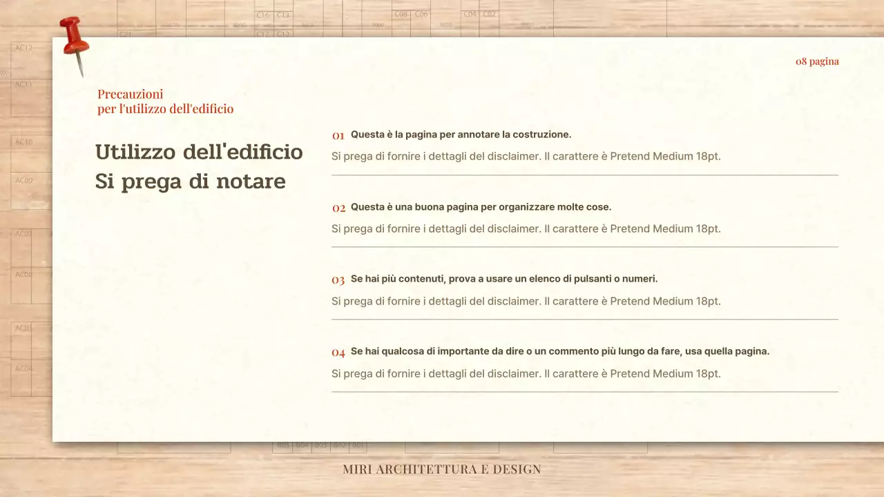 Un brief di architettura e design semplice in rosso e beige