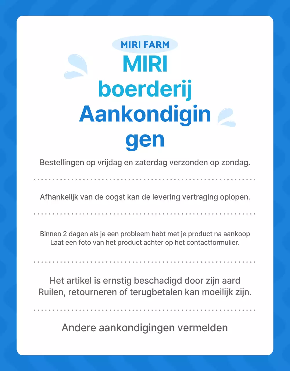 Promoot natuurlijke zomerse seizoensvruchten in blauw en wit