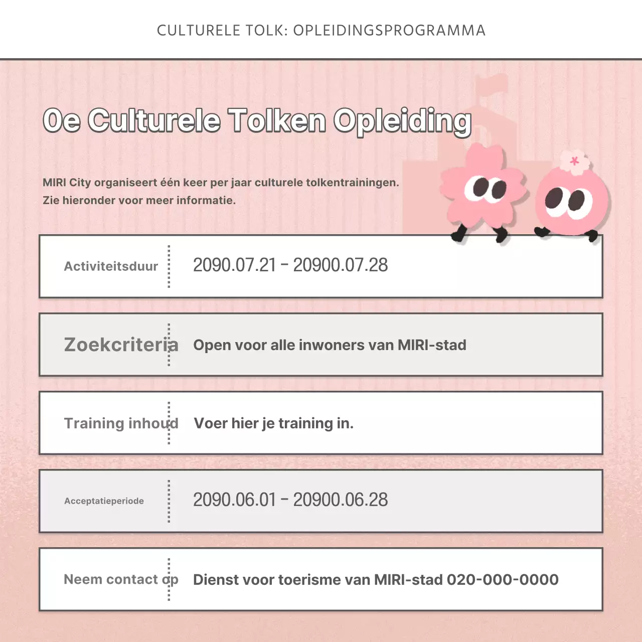 Lichtblauwe en roze culturele tolken gezocht voor een nieuwe baan