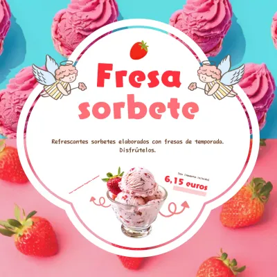Promocionar los helados básicos de verano en rojo y rosa