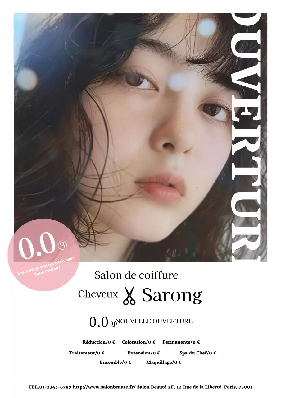 Publicité simple et élégante pour un salon de beauté en noir et blanc