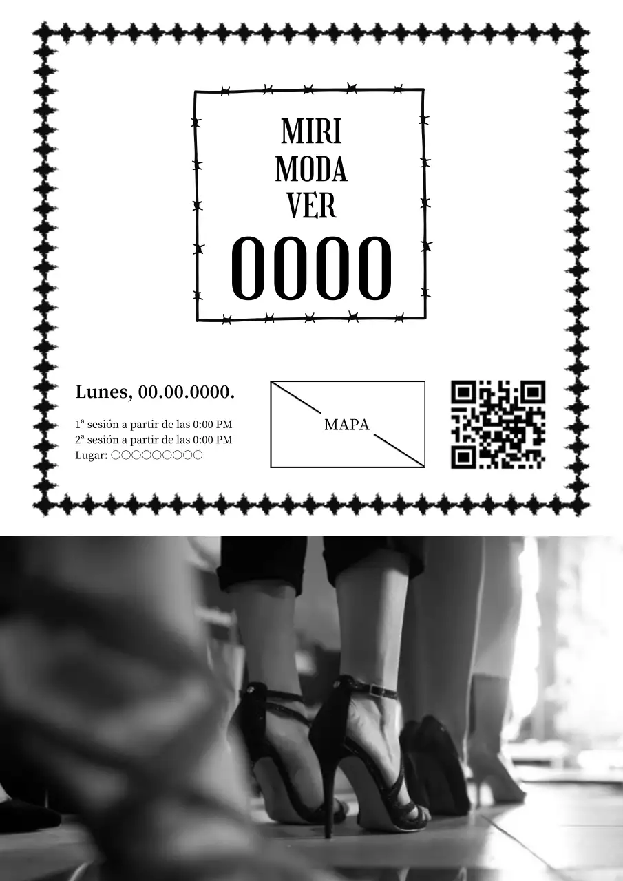 Anuncio de pasarela moderno y sencillo en blanco y negro, anuncio moderno y sencillo en blanco y negro