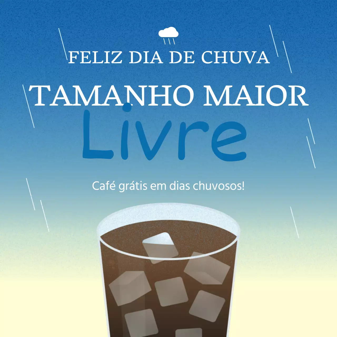 Anúncio vintage para eventos da estação das chuvas em marfim e azul
