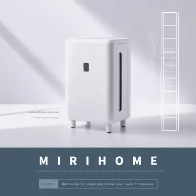 Anuncios de deshumidificadores minimalistas de temporada de lluvias en blanco y añil.