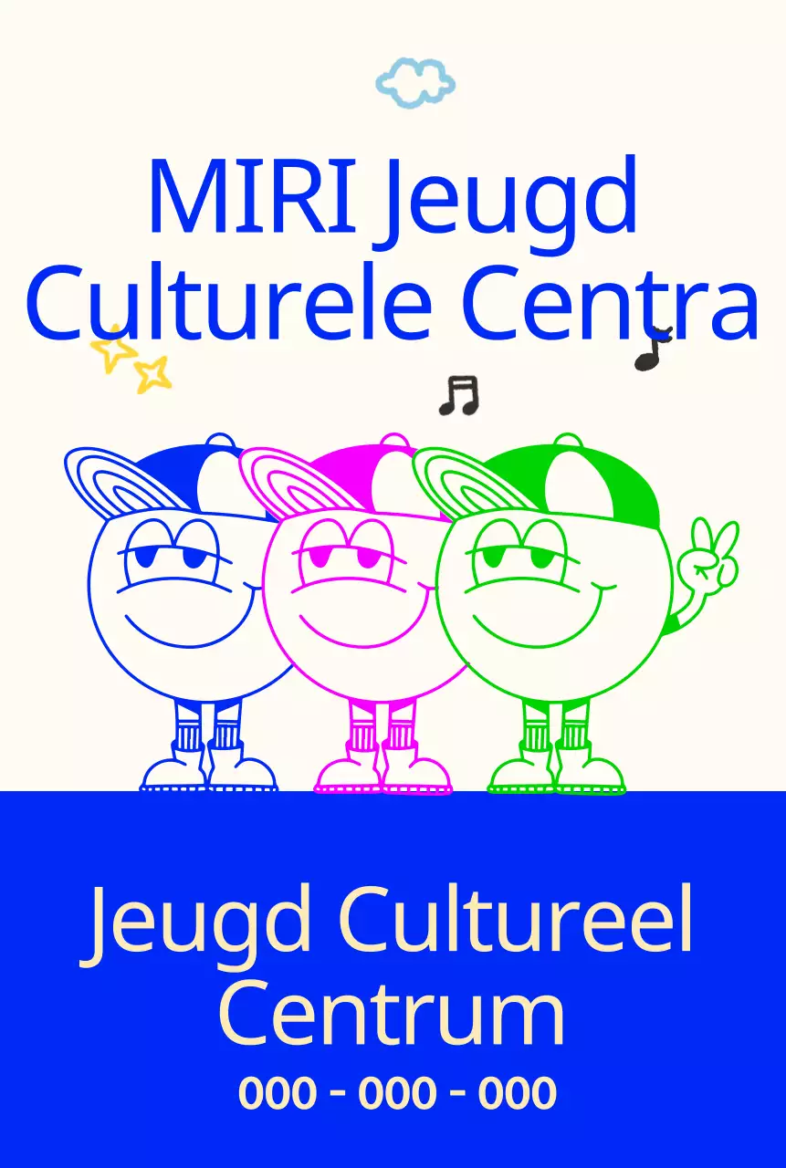 Fleurig en schattig cultureel jeugdcentrum met jeugdfiguren