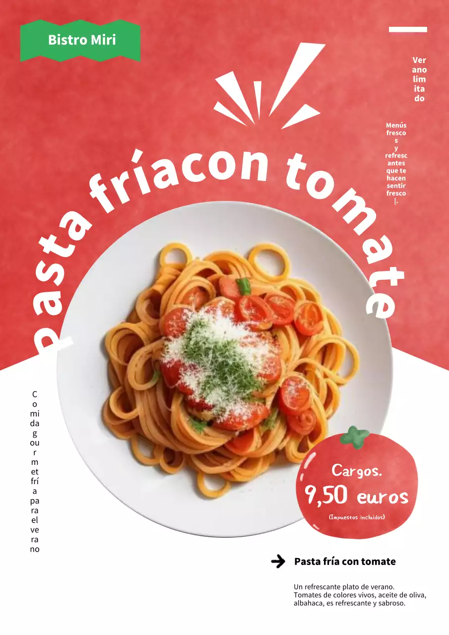 Promocione la comida retro de temporada de verano en rojo y blanco.
