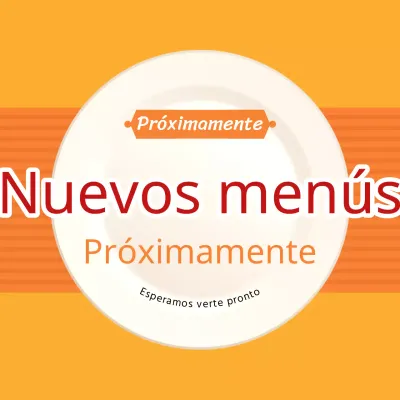 Promocionar el próximo lanzamiento de un nuevo menú con sencillos colores rojo y naranja.