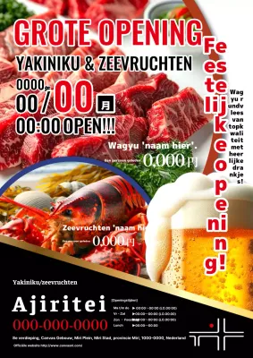 Eenvoudige witte bulgogi en zeevruchten grote opening beurs reclame