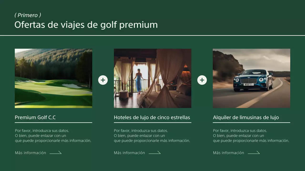 Una moderna guía de viajes de golf en color caqui y marfil