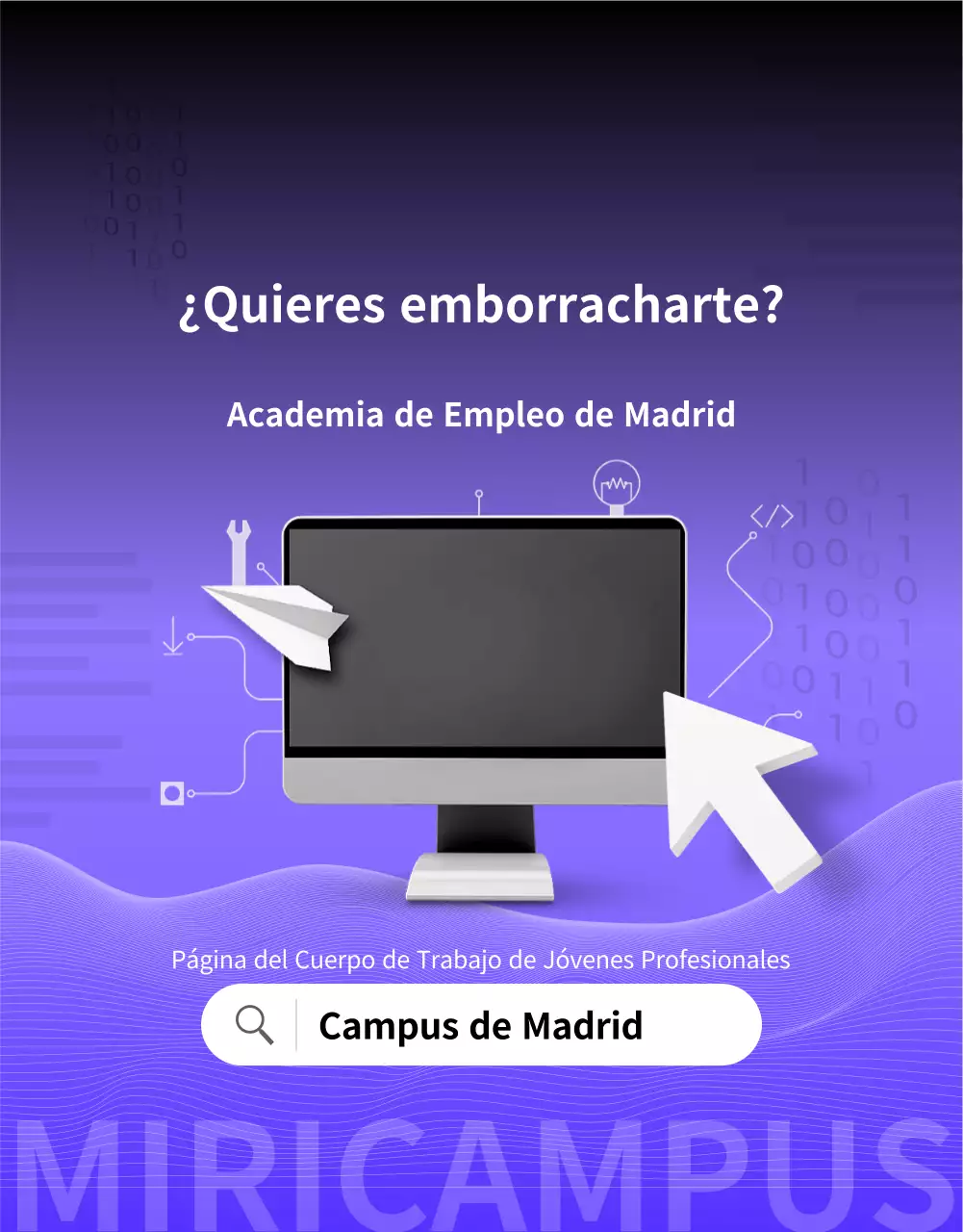 Un sencillo anuncio morado y negro de contratación de licenciados