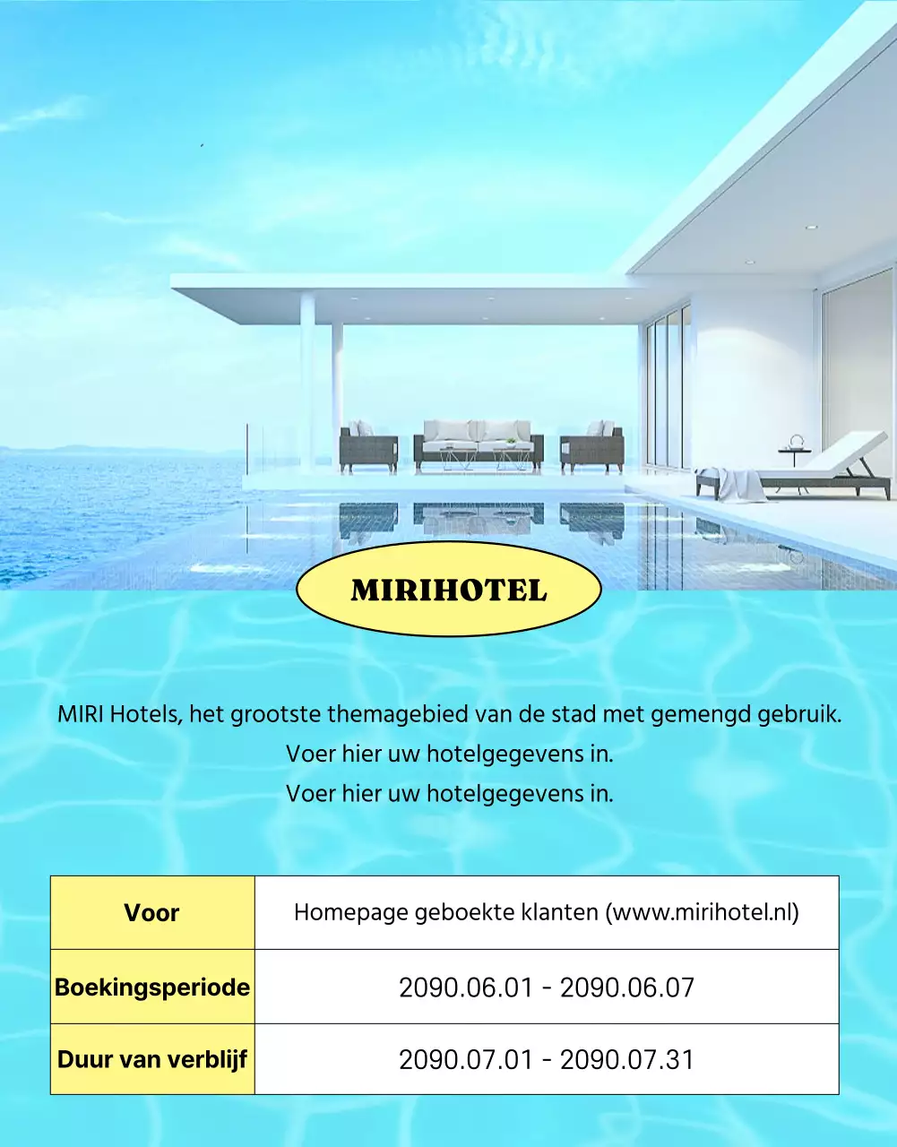 Adverteer hotelaanbiedingen met knallen van geel en lichtblauw