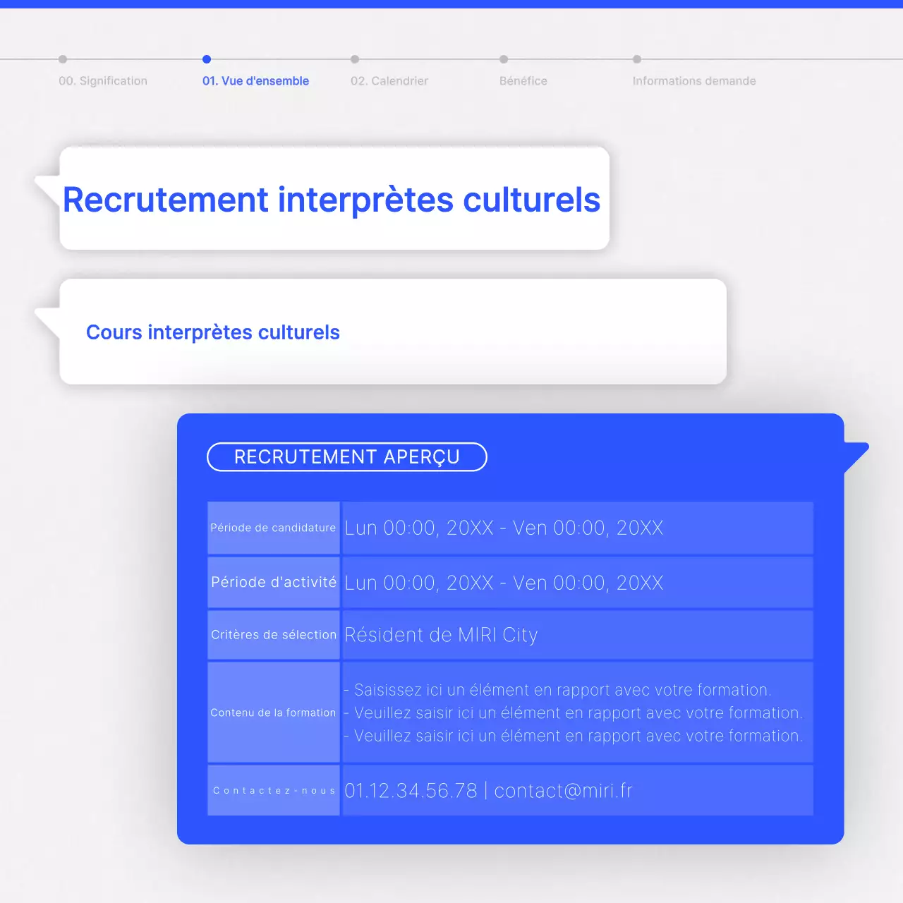 Guide de formation des interprètes culturels modernes en bleu et blanc
