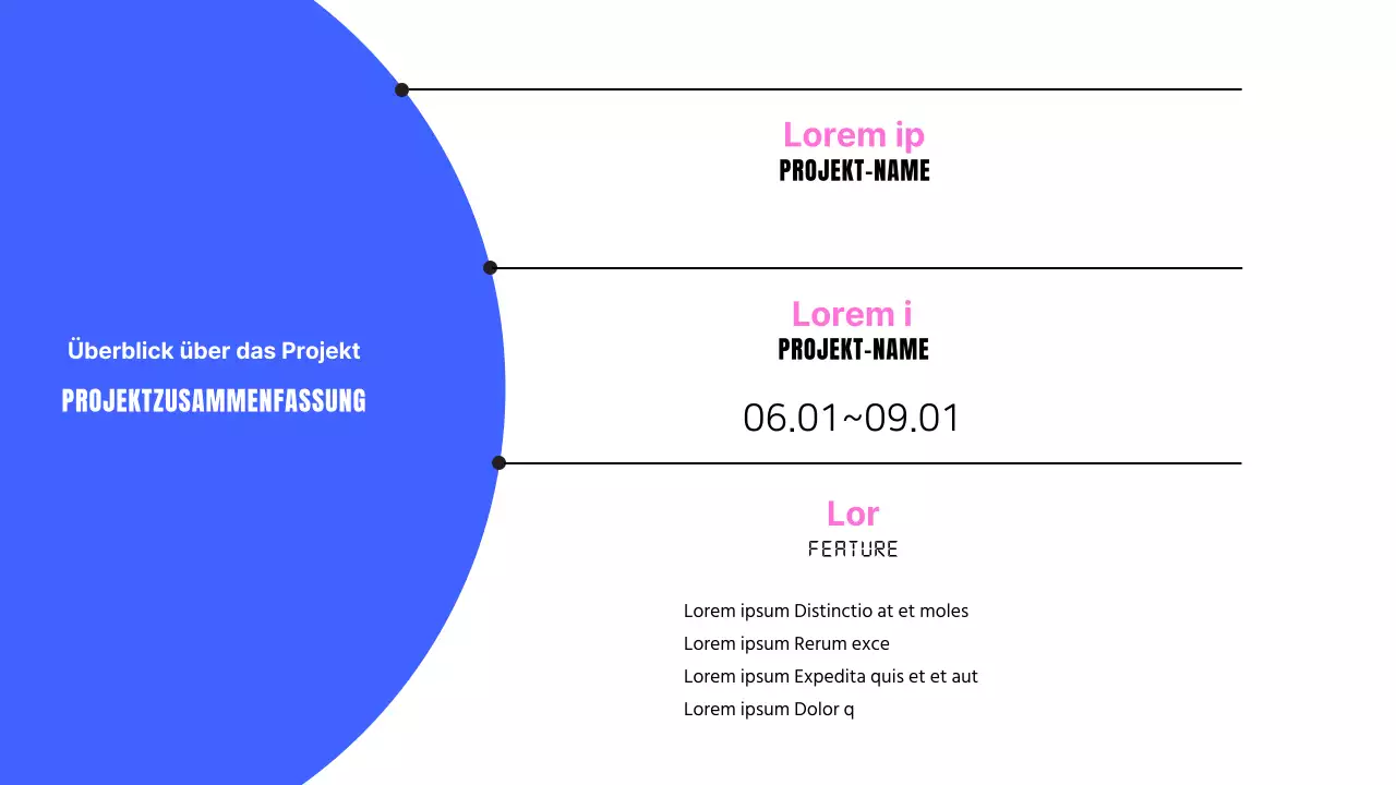 Ein einfacher Projektauftrag für die Webentwicklung in Blau und Rosa