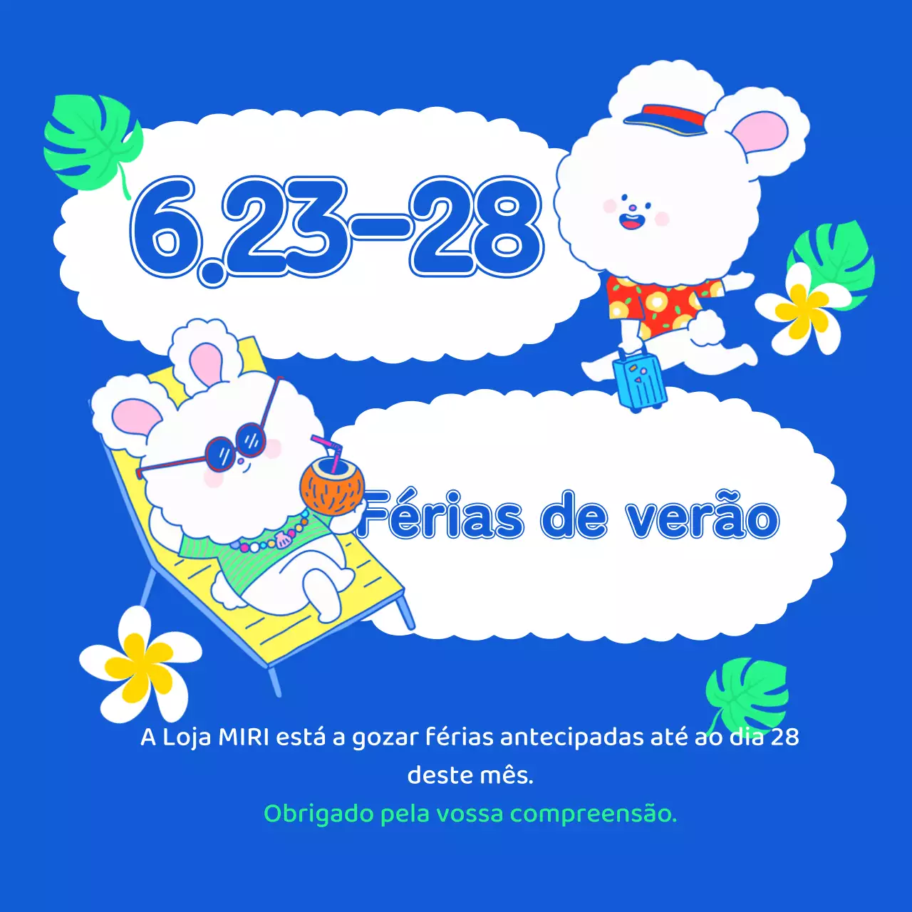 Um anúncio de férias de verão em azul e branco