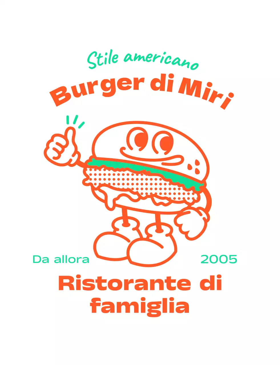 Logo del personaggio dell'hamburger all'americana