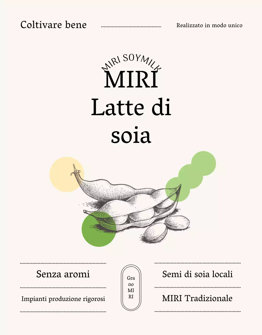 Informazioni sul prodotto beige e minimalista del latte di soia