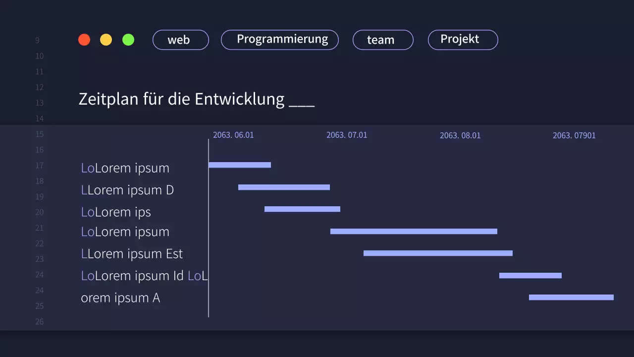 Ein einfacher Projektvorschlag eines Entwicklungsteams in Marineblau