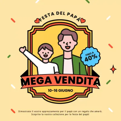 Semplice annuncio per la festa del papà in arancione e giallo