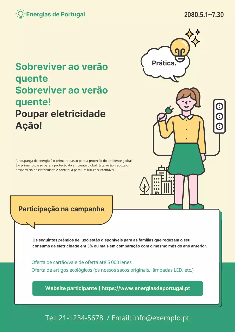 Uma simples campanha de conservação de verão verde e amarela