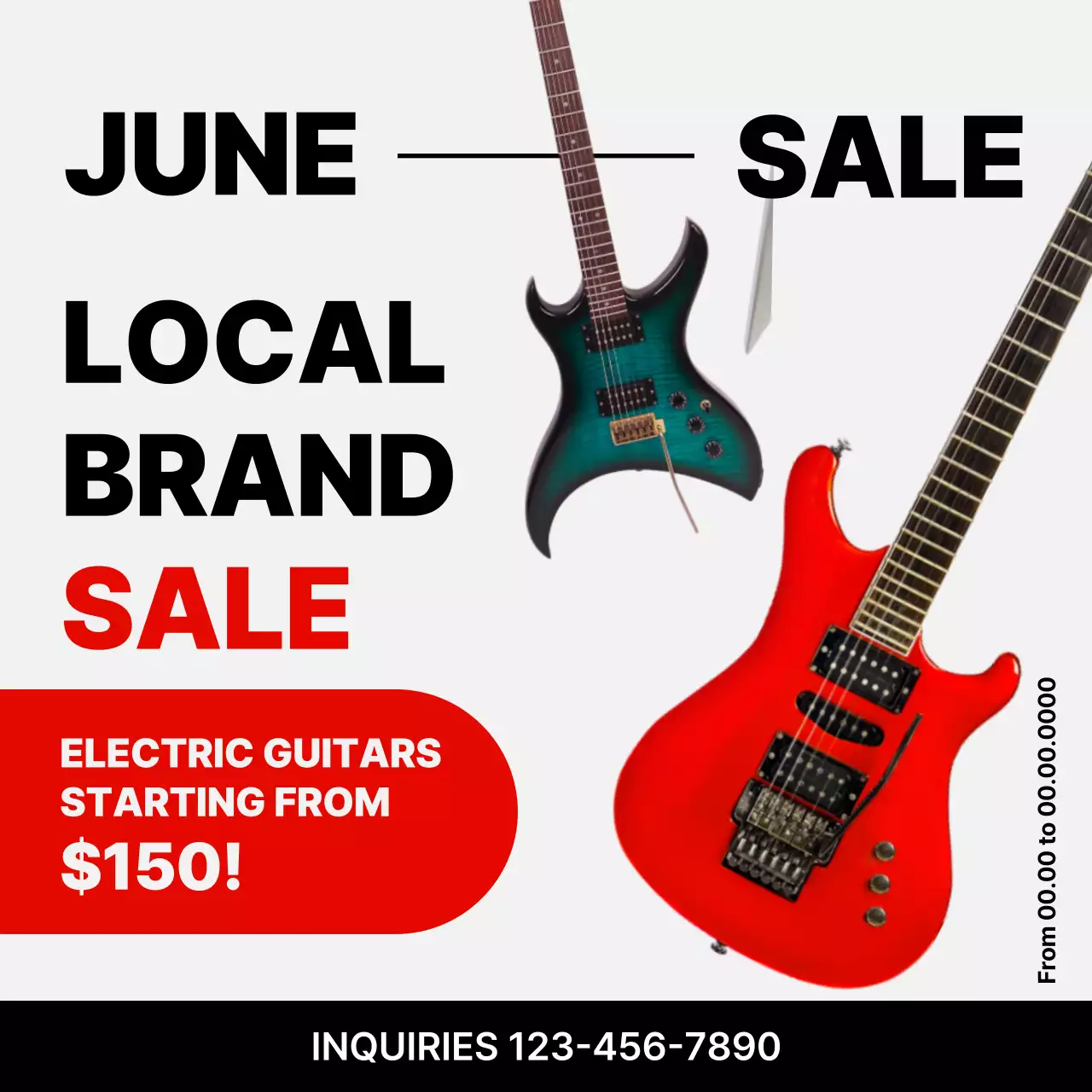 Red Modern Guitar Sale Promotion Social Media Post