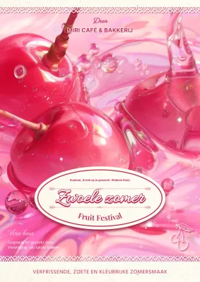 Promoot een retro zomerfruitfeest in warm roze