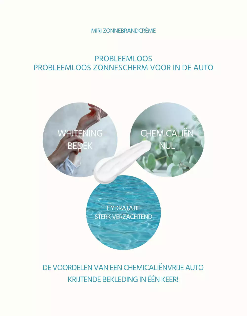 Een eenvoudige zonnebrandcrème in lichtblauw en oranje uitgelegd