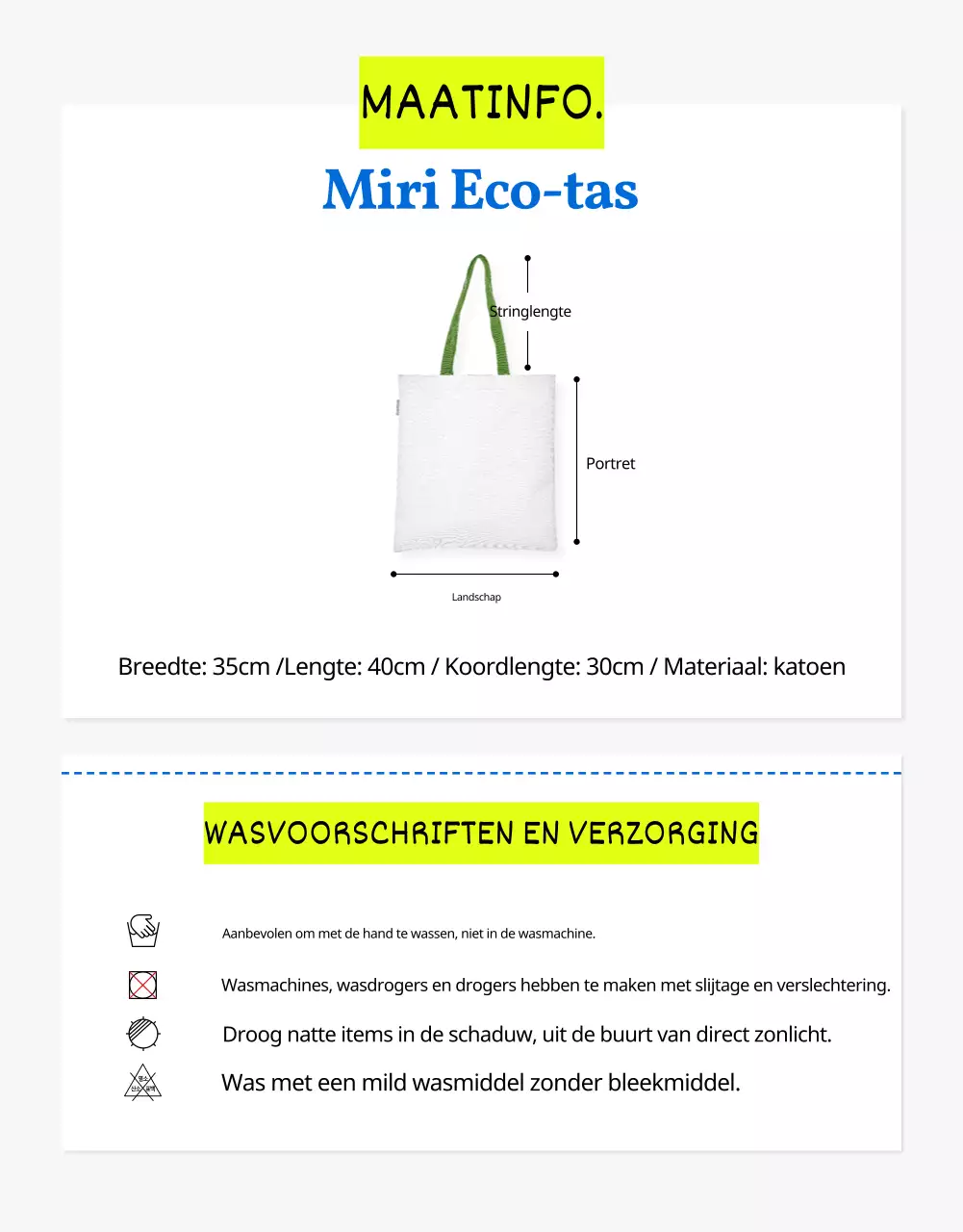 Eenvoudige zomermode eco-tas in blauw uitgelegd
