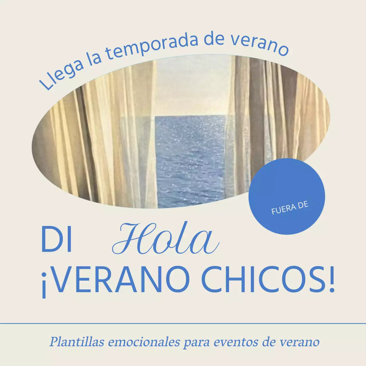 Un sencillo anuncio de rebajas de verano en azul claro y azul