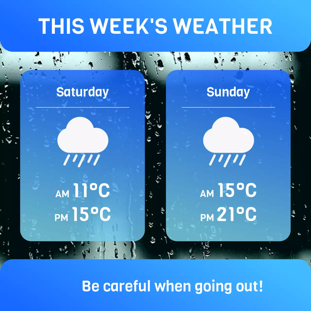 Blue Modern Weather Announcement Social Media Post