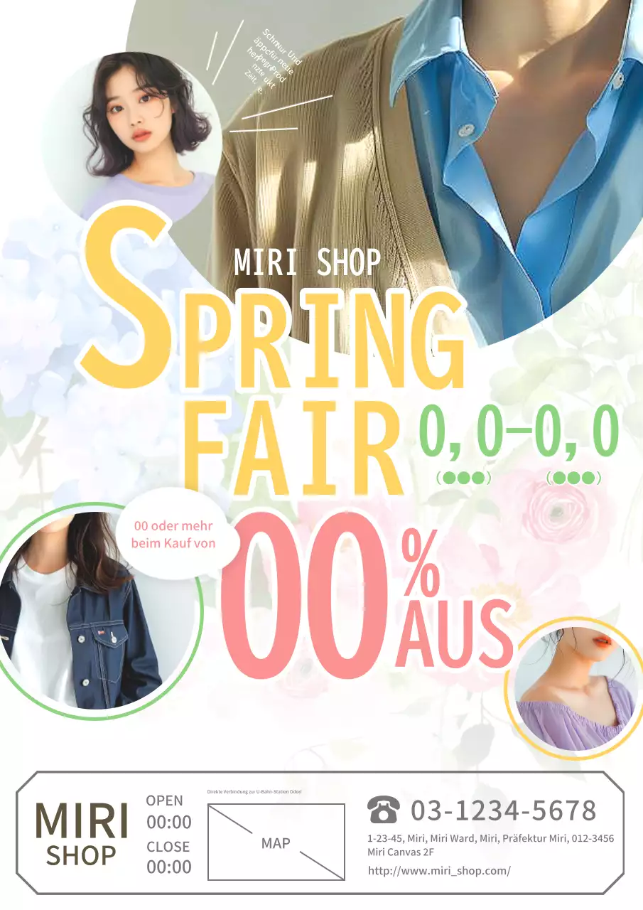 Eine niedliche und zarte Kleiderladenwerbung in Gelb und Rosa