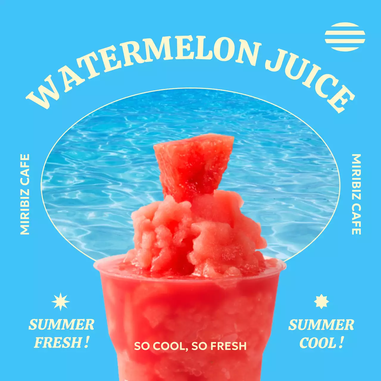 夏でも涼しいスイカジュースのバナー