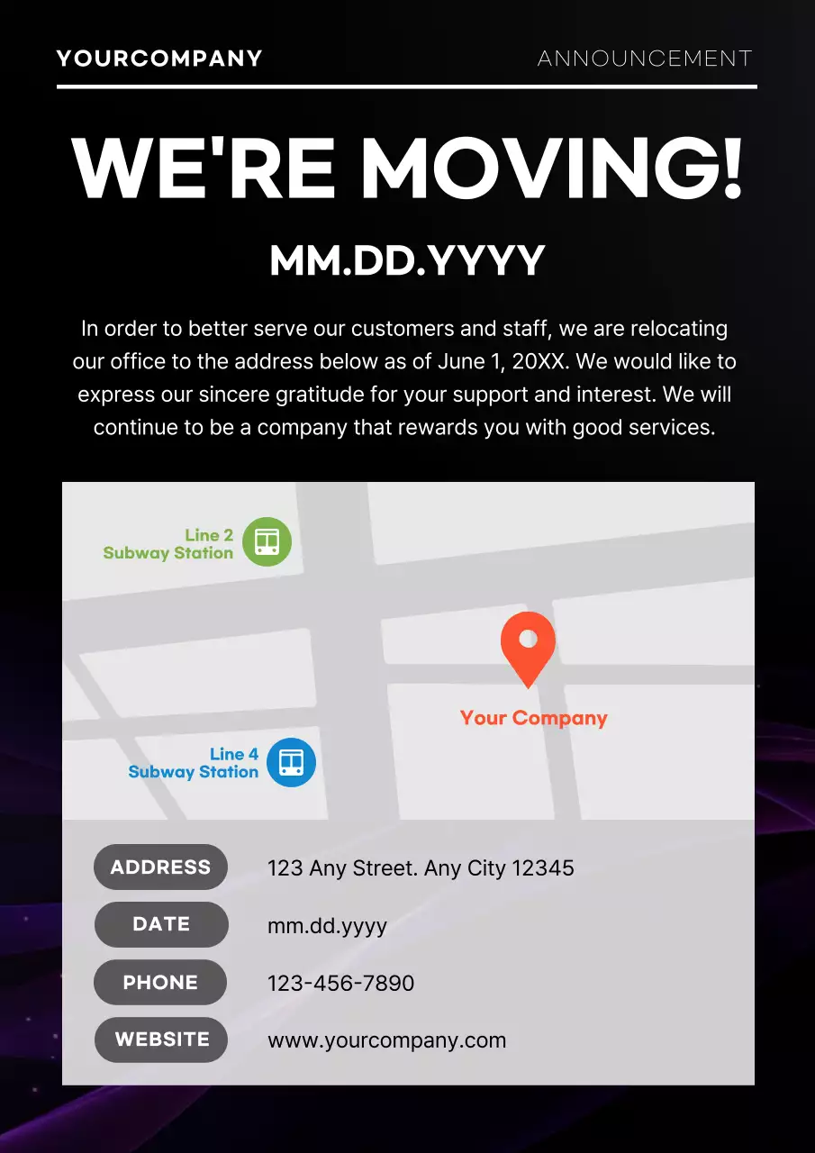 Black Modern Relocation Announcement Poster