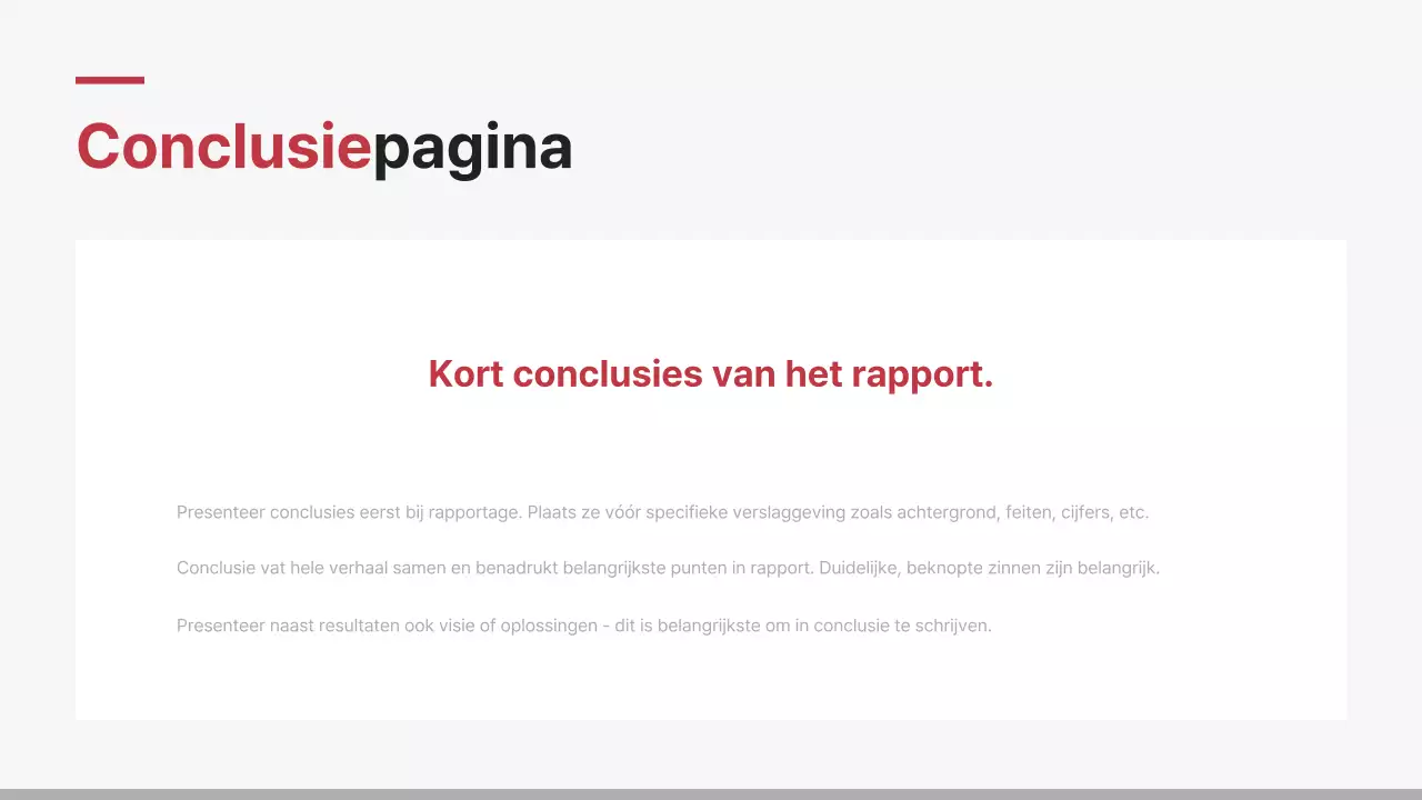 Minimalistisch bedrijfsrapport in rood en wit