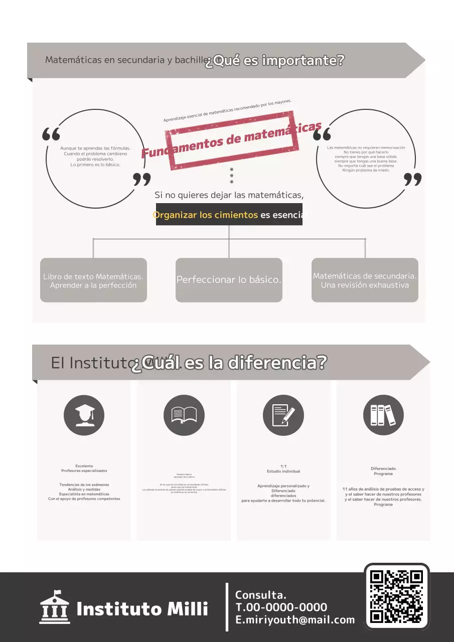 Describa y promocione su escuela de matemáticas con iconos grises