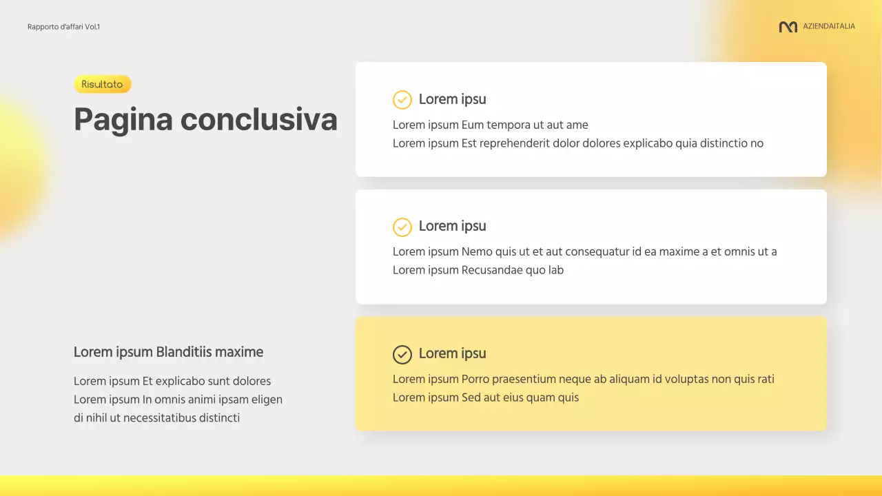Una moderna relazione aziendale in giallo e grigio