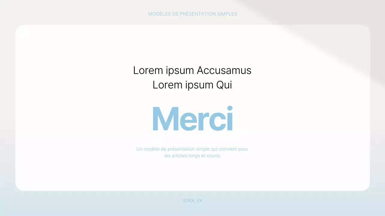 Proposition de présentation simple en bleu clair et blanc