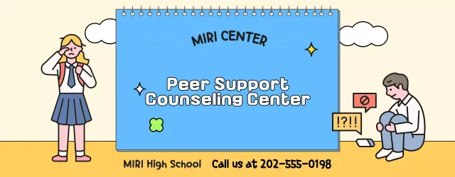 For promoting your counseling center with blue and yellow student illustrations