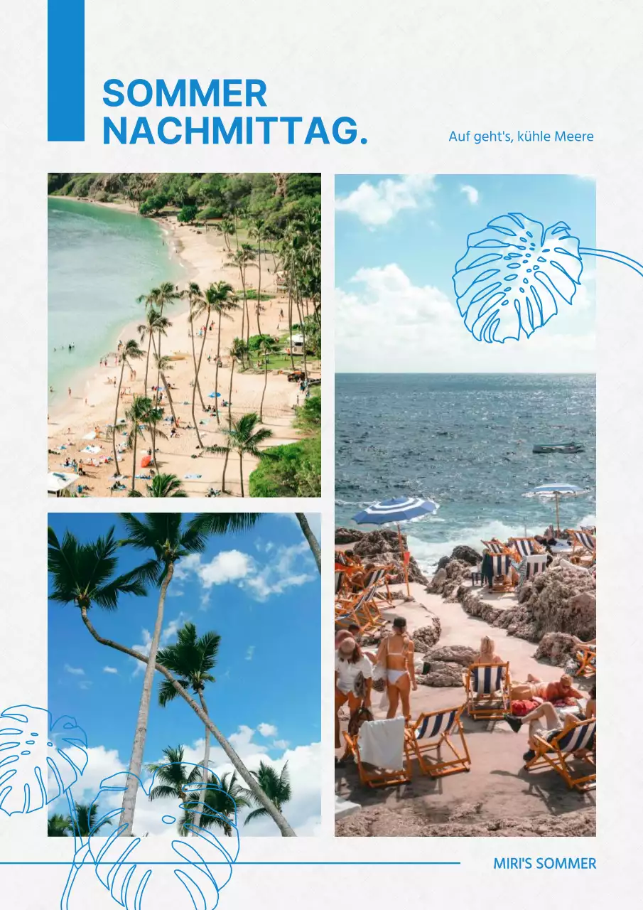 Eine einfache Sommerlandschaft in blauer und weißer Post