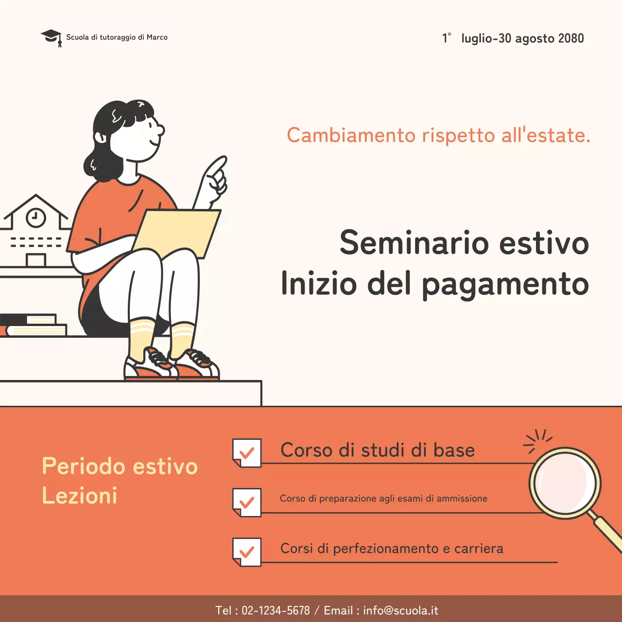 Arancione semplice塾 Promuovete gli speciali per le vacanze estive