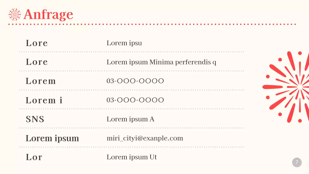 Planung eines beige-roten Feuerwerks