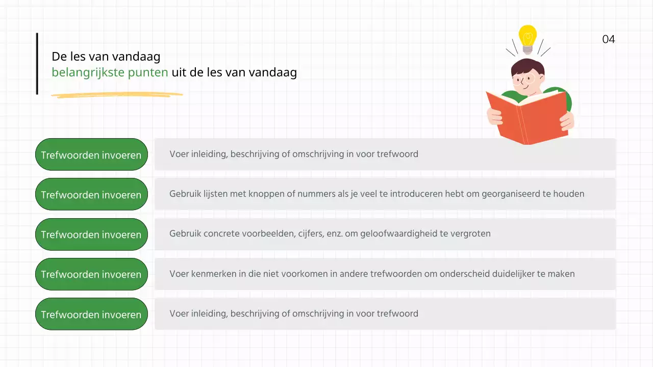 Eenvoudig groen en wit lesplan voor schooljuf