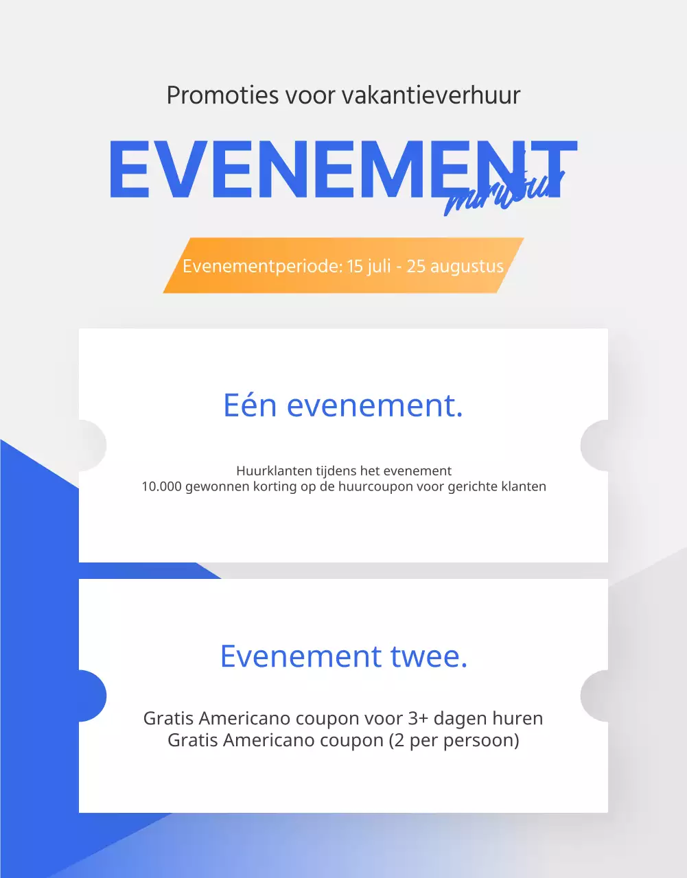 Eenvoudige autoverhuuradvertentie van reisbureau in blauw en oranje