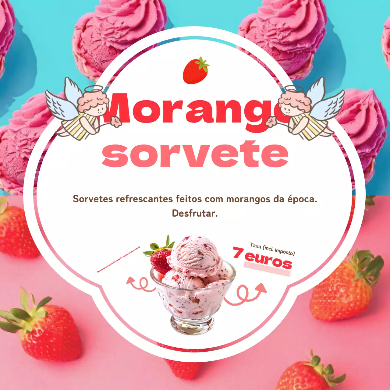 Promover os gelados básicos de verão em vermelho e cor-de-rosa