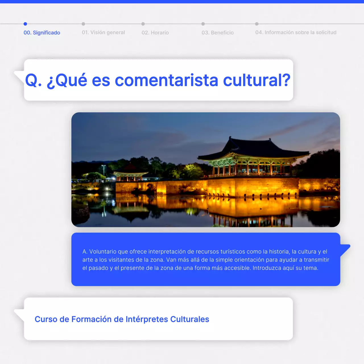 Guía para la formación de intérpretes culturales modernos en azul y blanco