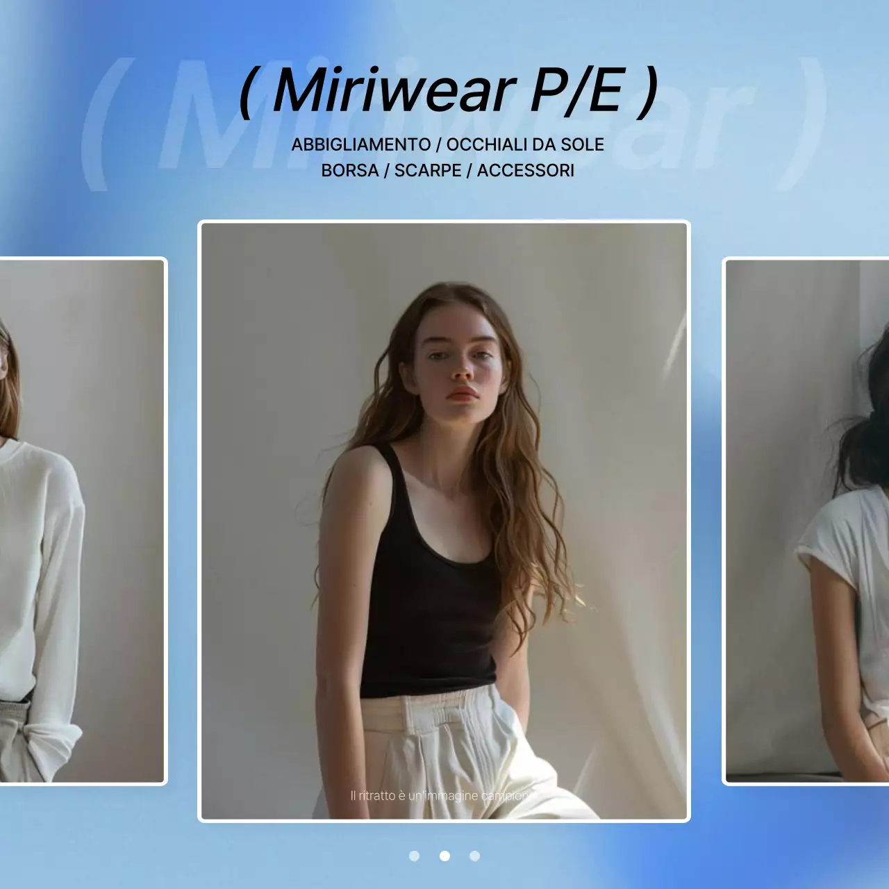 Promuovete un layout fotografico di moda di tendenza in blu e bianco