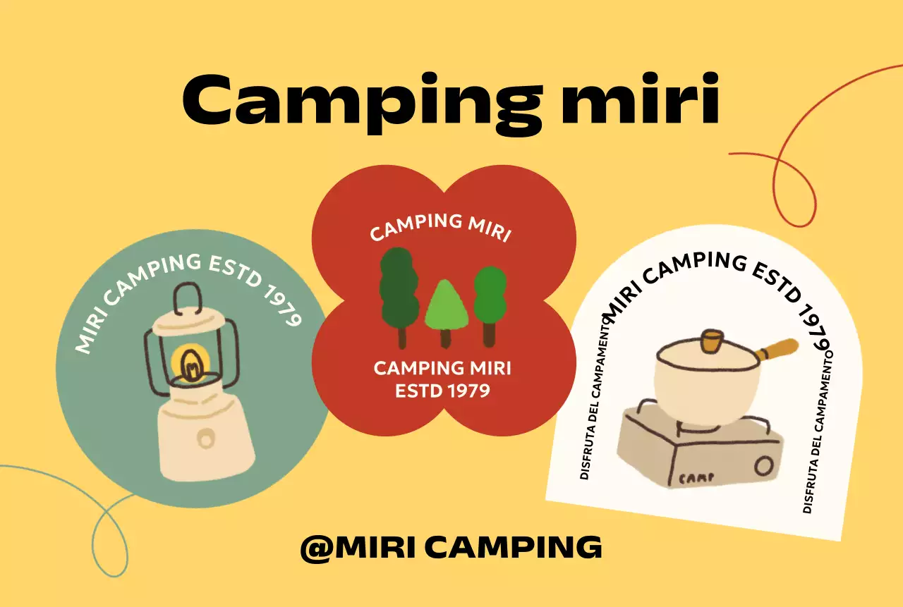 Campamento con diversas formas y dibujos hechos a mano